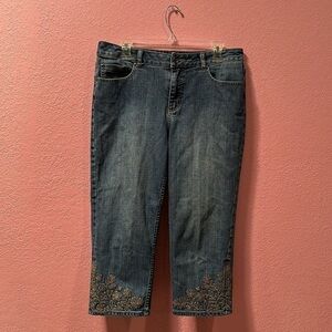 COLDWATER CREEK Floral Embroidered Cropped Pants Size 12